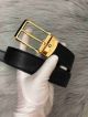 AAA Reversible Montblanc Belt Fake Online - Black Leather Gold Buckle (8)_th.jpg